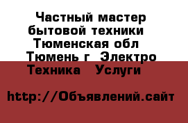 Частный мастер бытовой техники - Тюменская обл., Тюмень г. Электро-Техника » Услуги   